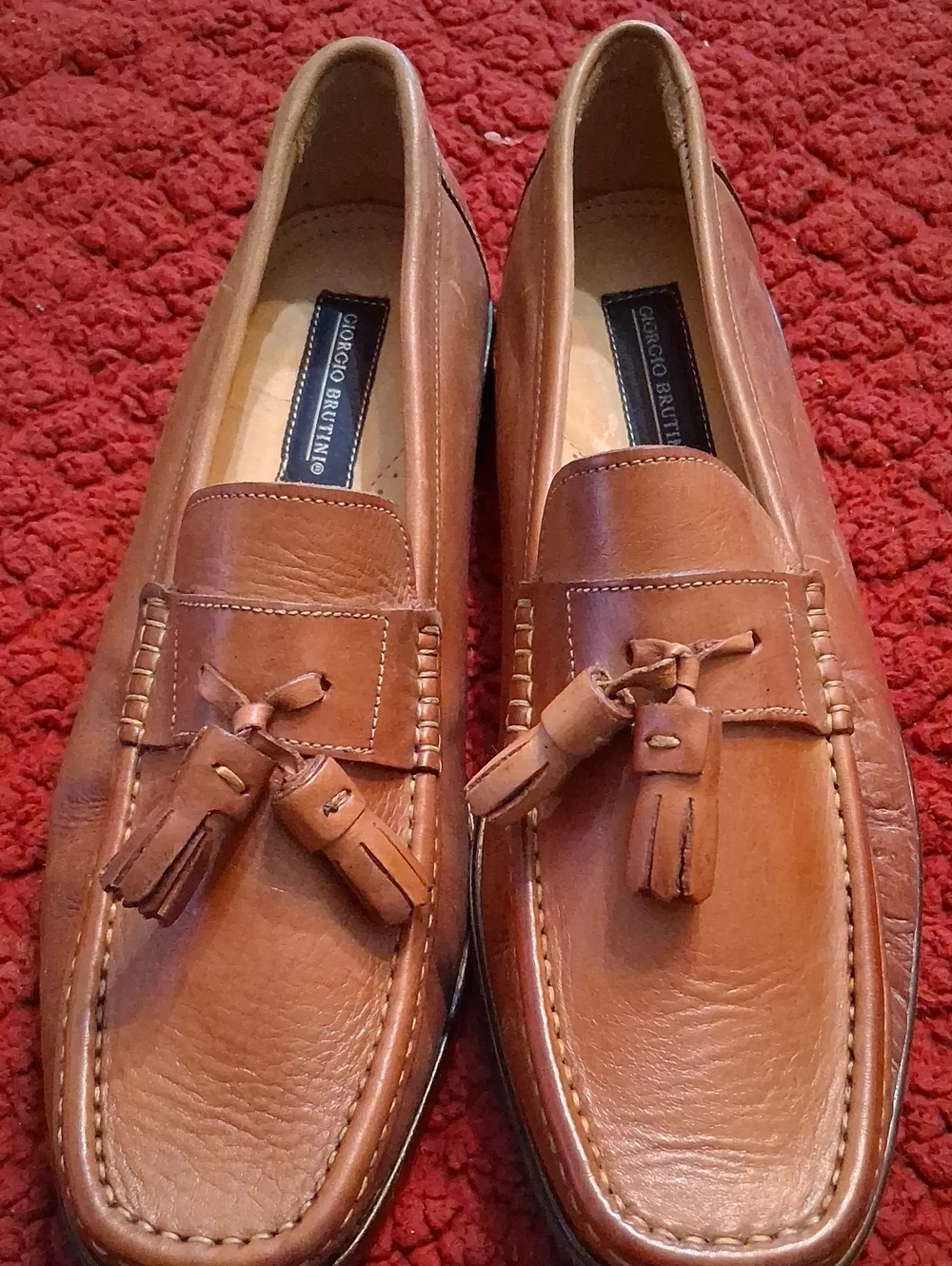 Giorgio Brutini Tan Leather Tassel Slip-On Loafers 10M